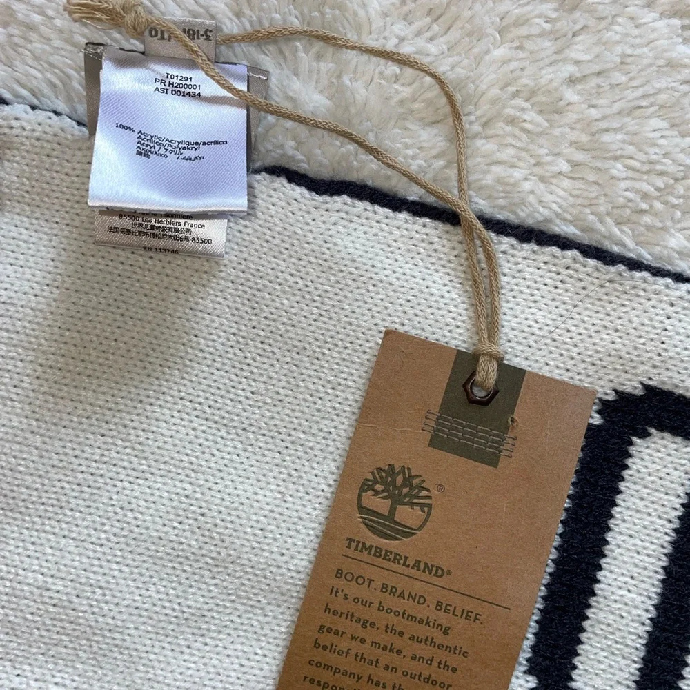 Timberland Kids Navy and Lime Logo Knit Scarf